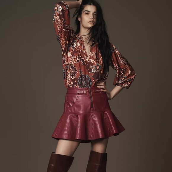 Pilcro Fit-and-Flare Faux-Leather Mini Skirt - Picture 3 of 4